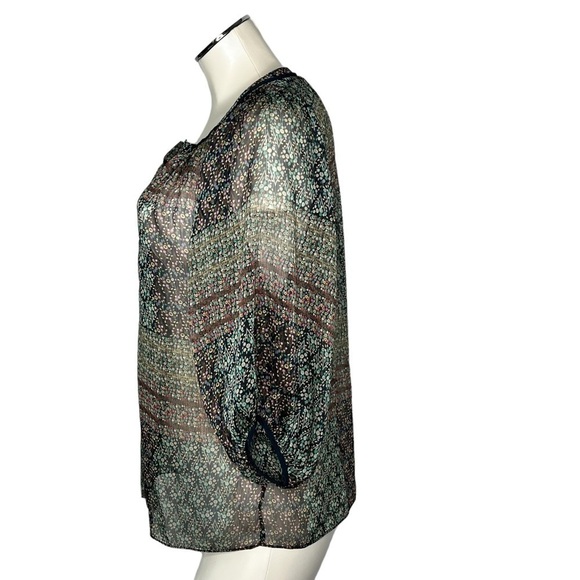 ANTHROPOLOGIE MAEVE Sheer Multi Color 3/4 Sleeves Boho Blouse Top Size S - Picture 6 of 16
